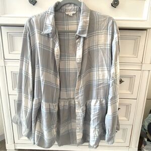 Flannel babydoll/peplum shirt